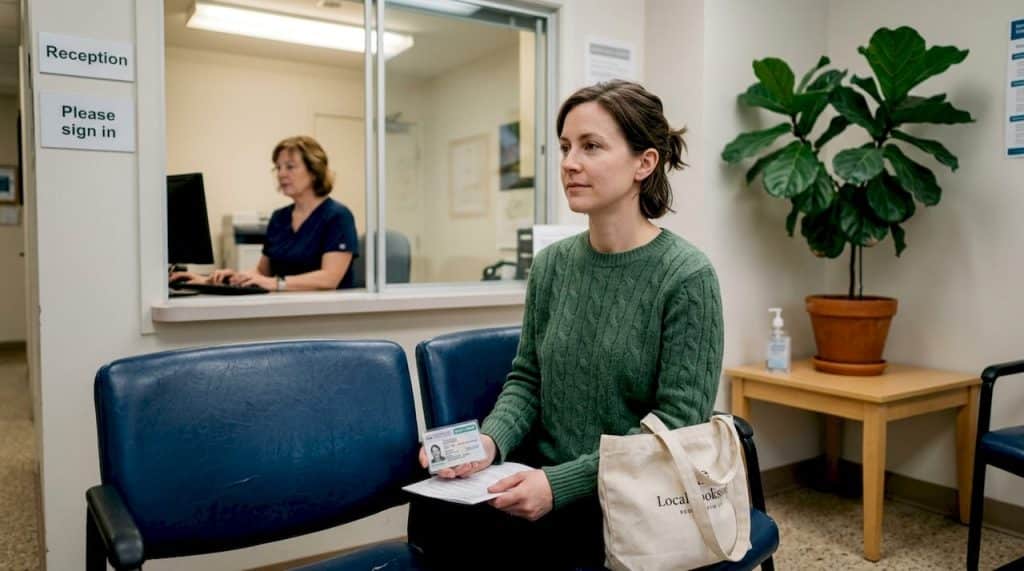 Patient waiting in imaging clinic reception